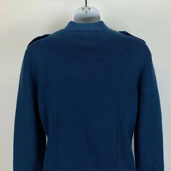 Chicos Blue Button Front Knit Jacket - Picture 4 of 5